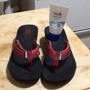 Pink & Red strappy Teva sandals